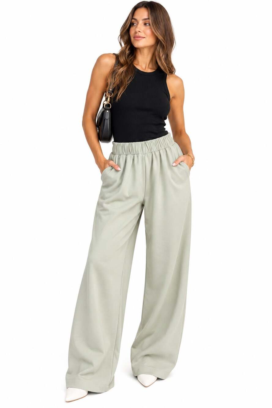 Zara Wide Leg Sweatpants Sage Green S-M NWT